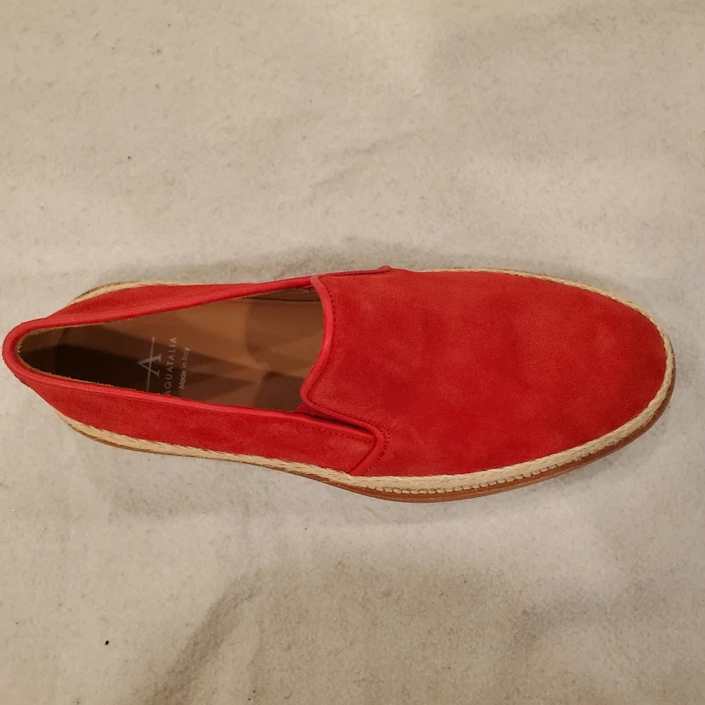 Aquatalia Zayn Suede Loafer Red Size 11.5 Shoes New